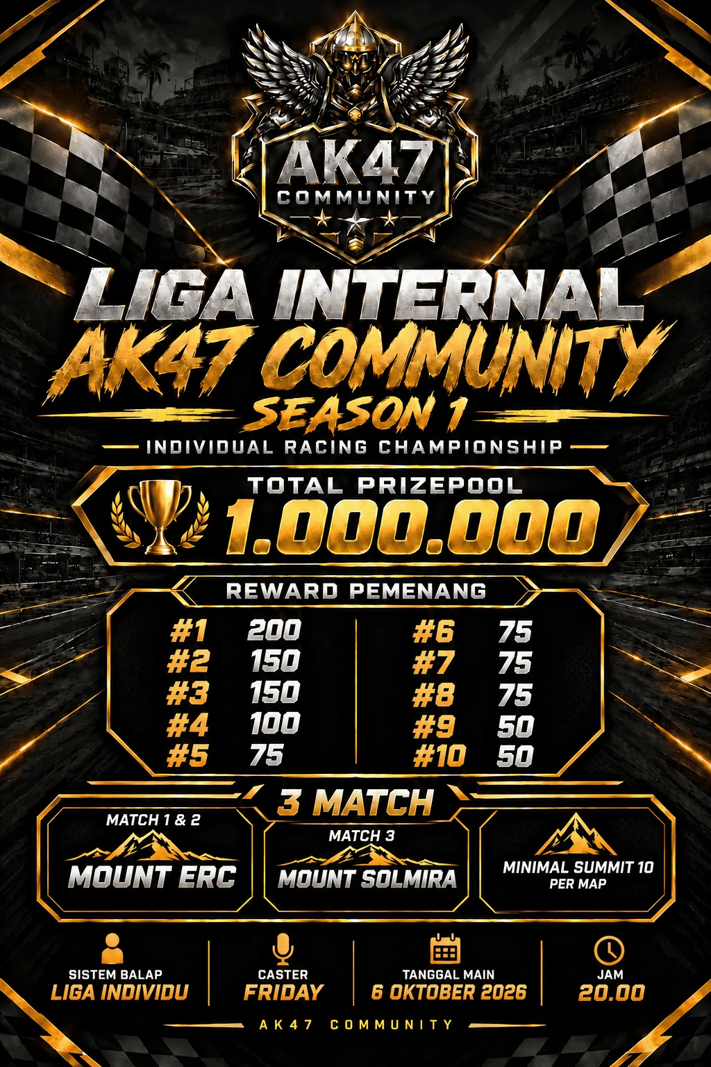 Poster LIGA INTERNAL AK47 COMMUNITY